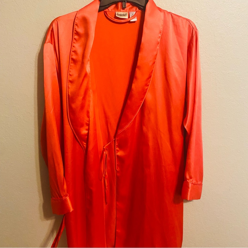 Frederick's of Hollywood Red Satin Robe with Flowing Silhouette